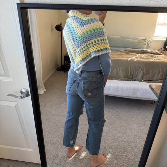 Handmade Crochet Granny Square Pastel Shawl - Picture 4 of 5